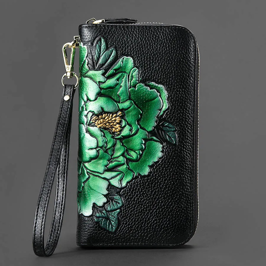 Mara's Dream кошелек из натуральной кожи женский брендовый клатч кошелек цветочный настоящий кожаный кошелек удлиненные кошельки на молнии и