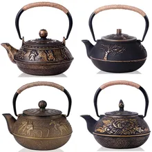 Японский чугунный чайник без покрытия кунг-фу чайник с фильтром Чайник раскрашенный вручную Tetera De Hierro Fundido посуда для напитков 6 стилей