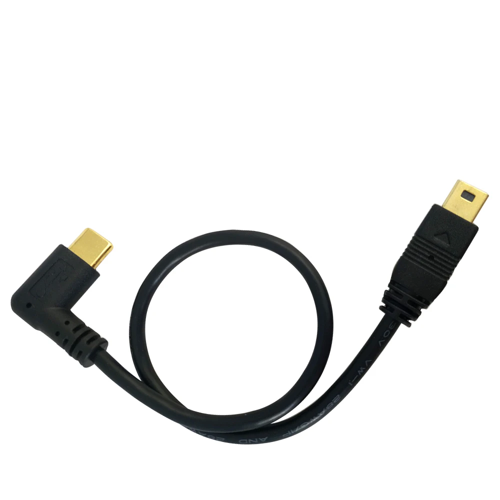 DANSPEED Портативный Mini USB 5-контактный штекер Тип C Male угол кабель адаптер конвертер OTG USB для синхронизации данных и зарядки шнур 25 см