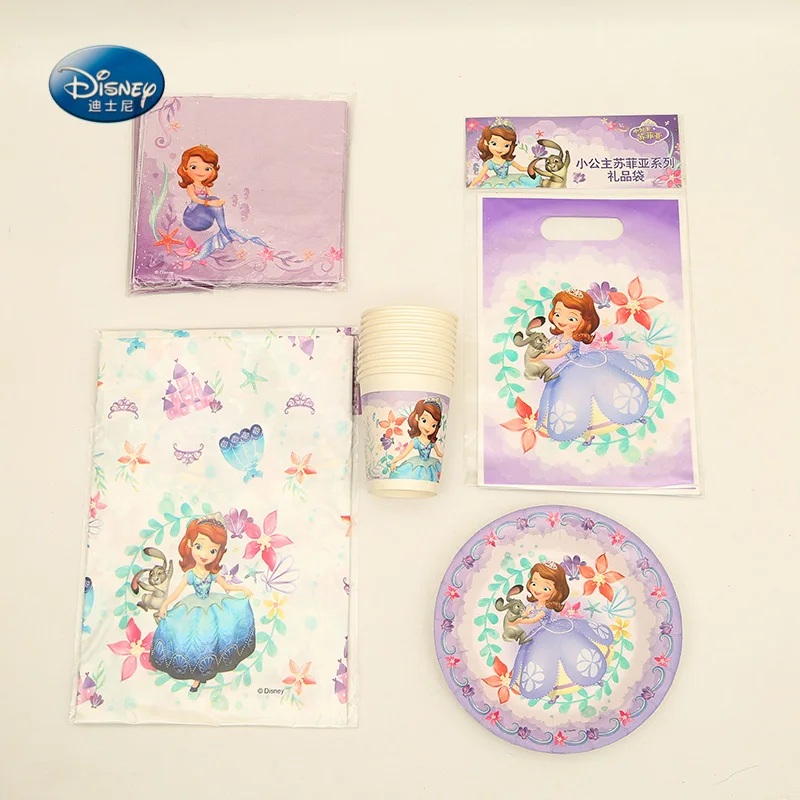 

Sophia Tableware Set Total 75 Pcs/lot Cup+Plate+Gift bag+Tablecover+Napkin Children Birthday Party supply adornment