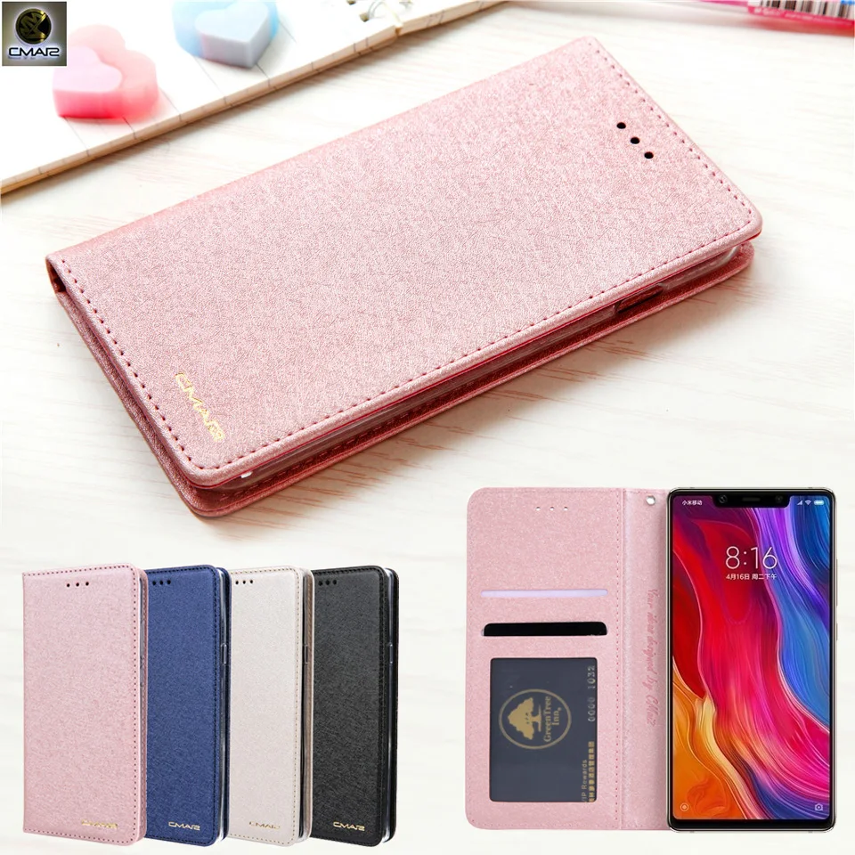 

For Xiaomi Mi 8 SE Case Xiaomi Mi 8 Case Silk Leather Magnetic Flip Wallet Phone Cover For Xiaomi Mi 8SE Case Credit Card Book