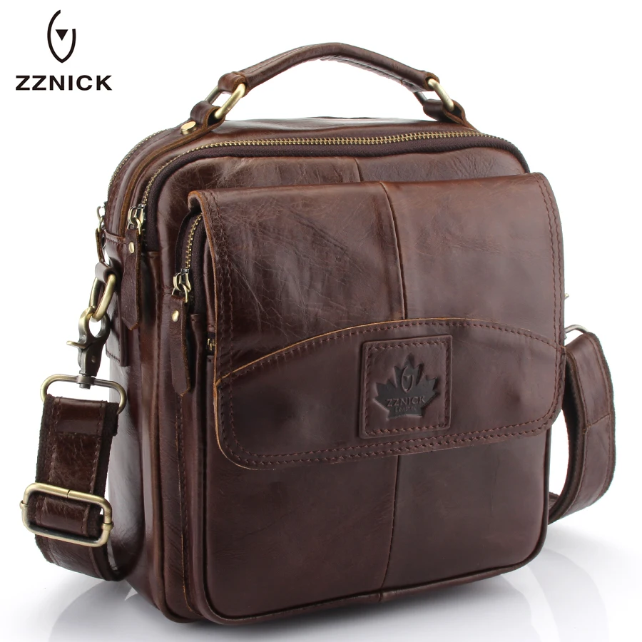 Prix ZZNICK hommes 100% véritable sac à bandoulière en cuir de vachette, qualité hommes Messenger sacs casual bandoulière sac à main pour hommes Briecase sacs