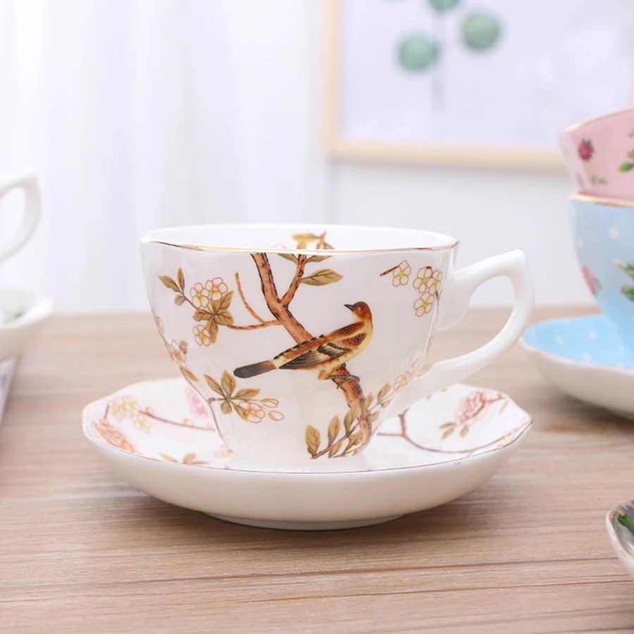 

Afternoon Tea Cup Set European Espresso Coffee Cups Bone China Coffee Cup Set Home English Saucer Porcelain Ceramic Cup 50P59