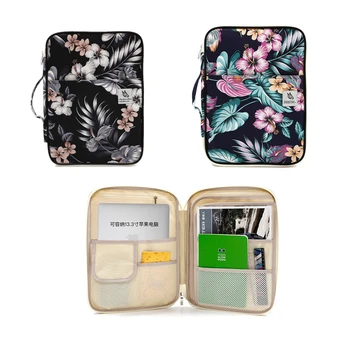

Flower Waterproof Nylon Document Bag For Notebook iPad Laptop Large Capacity File Bag Handbag Portable Storage Bag Sationery
