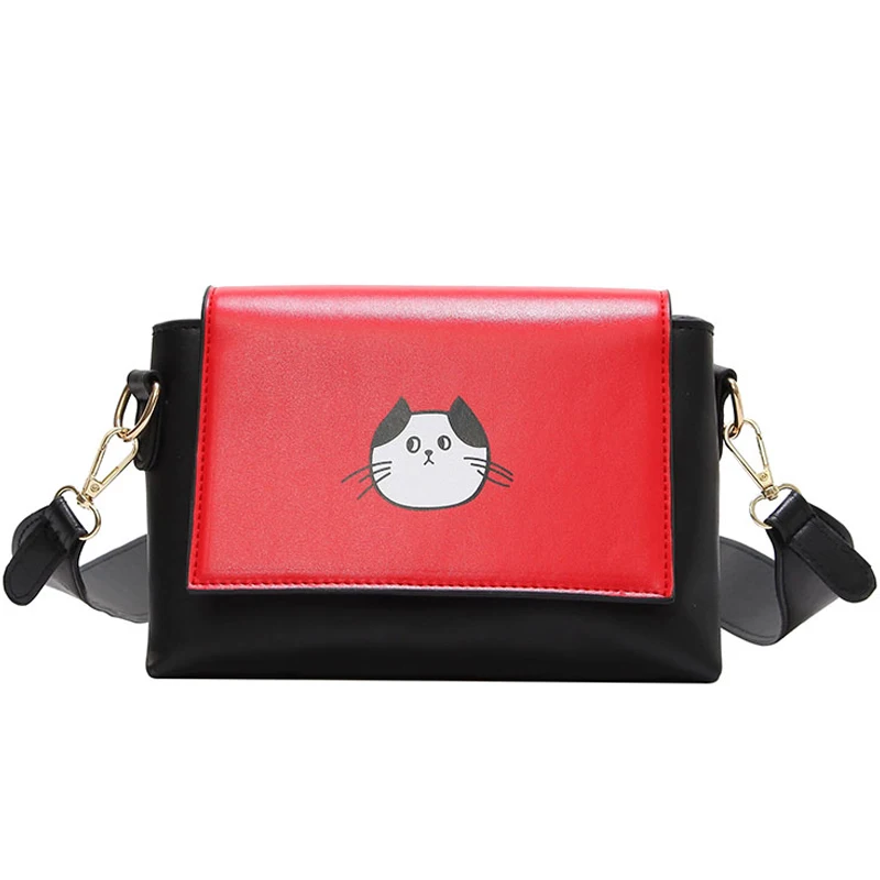 

Preppy Style Small Ladies Messenger Bags Cute Cat Print Women Crossbody Bag for Girl Panelled Women Flap Bags