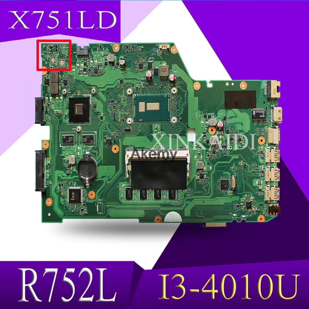 XinKaidi X751LD материнская плата для ноутбука ASUS R752L X751L X751LN тест оригинальная I3 4010U