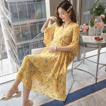 

Long dress maternity chiffon dresses for pregnant women maternity nursing gowns breastfeeding dress pregnancy clothes