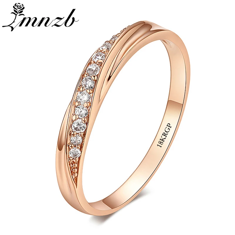 

LMNZB Have 18KRGP Logo 100% Solid White/Rose Gold Filled Rings CZ Zircon Engagement Wedding Rings Jewelry for Women Men LZR314