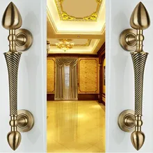 260mm European vintage style wooden door handles bronze / antique brass ktv hotel home big gate door pulls handles solid handles