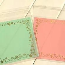 12x12+ 3 см Упаковка для печенья розовый зеленый цветок кружева самоклеющиеся прозрачные пластиковые пакеты пакет для выпечки 100 шт./лот