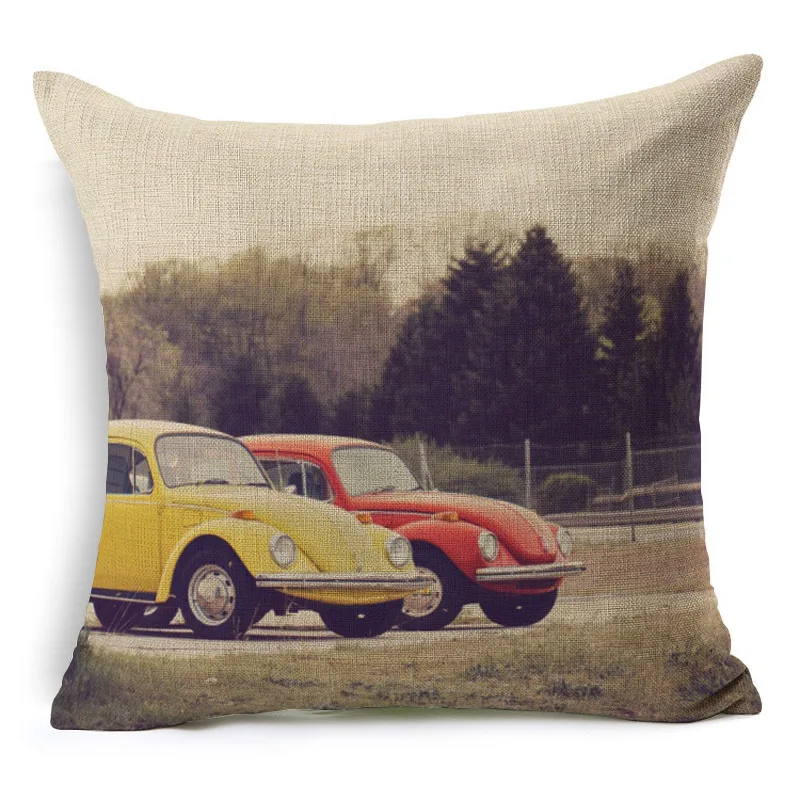 Retro Car Pattern Cotton Linen Throw Pillow Cushion Cover Seat Home Decoration Sofa Decor Pillowcase | Дом и сад