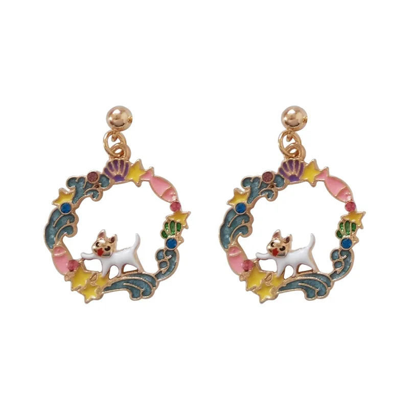 Серьги гвоздики с эмалью и котенком 3 вида|fish earrings|earrings dropsearrings cats jewelry |