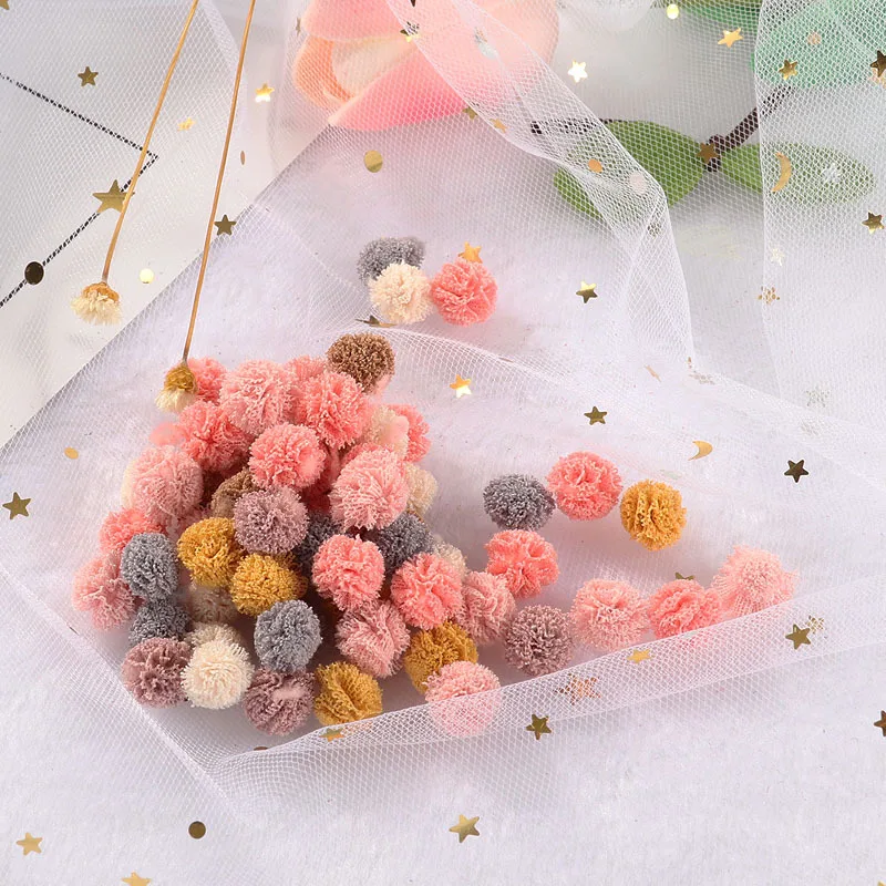 

50Pcs 1cm Lace Gauze Mesh Elastic Flower Balls DIY Craft Supplie Wedding Decor Yarn Balls Headwear Jewelry Ornaments Pompones