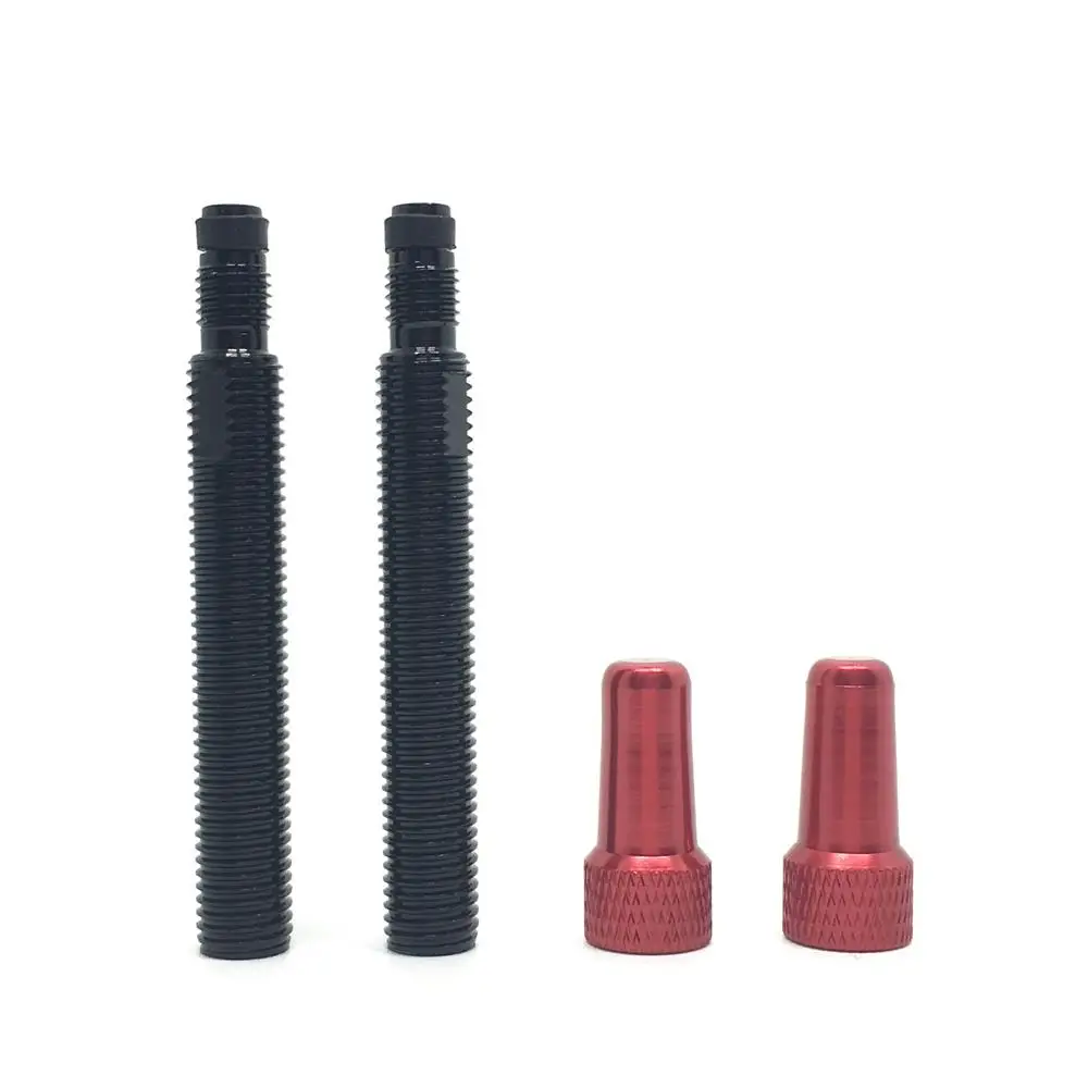 

1 Pair-45mm-Bicycle Presta Valve Tubeless Valve Extender Extension with 2 pcs Alloy Color Caps