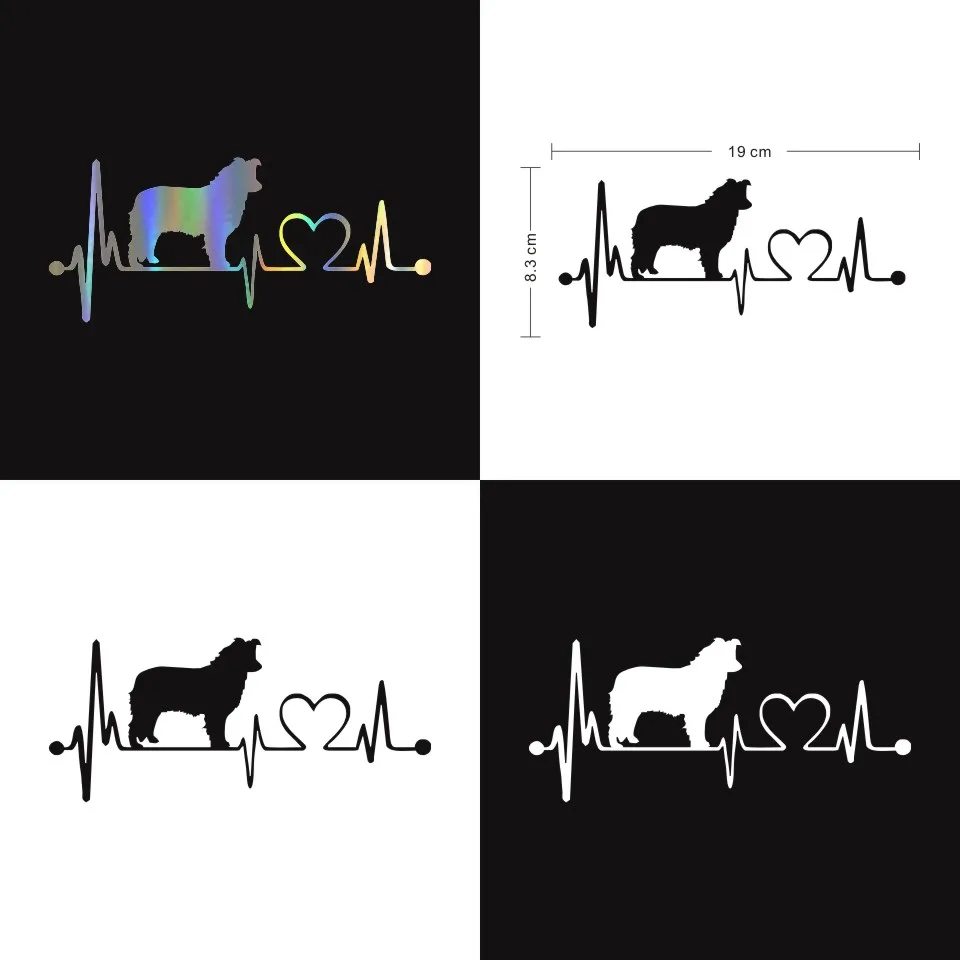 Border Collie Dog Heartbeat Decal Stickers Car Cover Scratches Decorative Accessories Car Styling Car Vinyl Stickers 198.3CM  (2)