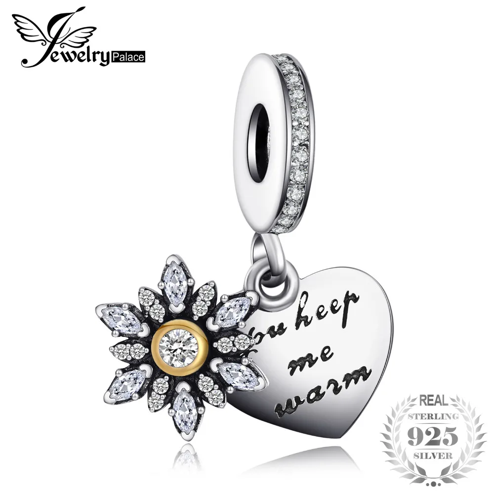Jewelrypalace 925 пробы Серебряный Блеск Снежинки Сердце подарочные браслеты с