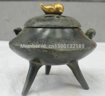 

xd 0072 Chinese Folk Culture Handmade Brass Bronze Statue Gourd incense burner Sculpture