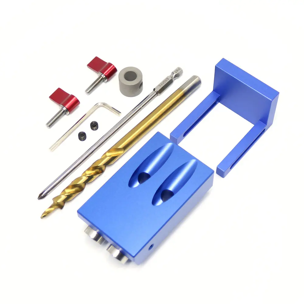 Mini Kreg Style Pocket Hole Jig Kit System For Wood Working Step Drill Bit & Accessories Wood Work Tool Set Mini Kreg Style Pocket Hole Jig Kit System For Wood Working Step Drill Bit & Accessories Wood Work Tool Set