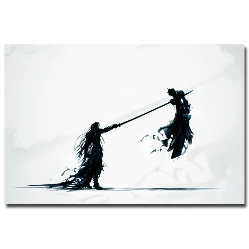 

Sephiroth VS Cloud Final Fantasy XV Art Silk Fabric Poster Print 13x20 24x36 inch Game Pictures for Living Room Wall Decora 027