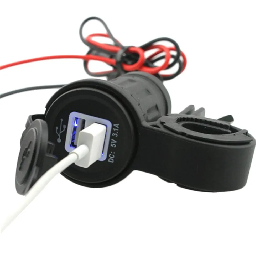 

5pcs 12V-24V 3.1A Motorcycle Car Dual USB Power Charger Port Plug Practical