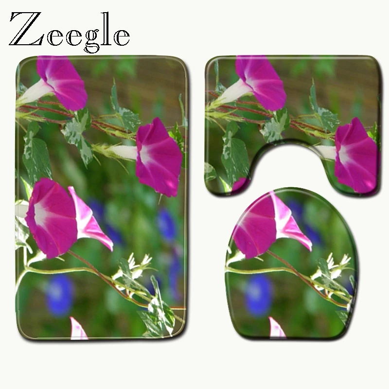Zeegle Flowers Printed Bathroom Mat Microfiber Rug Non Slip Shower Bathroom Mat Microfiber Rug Non Slip