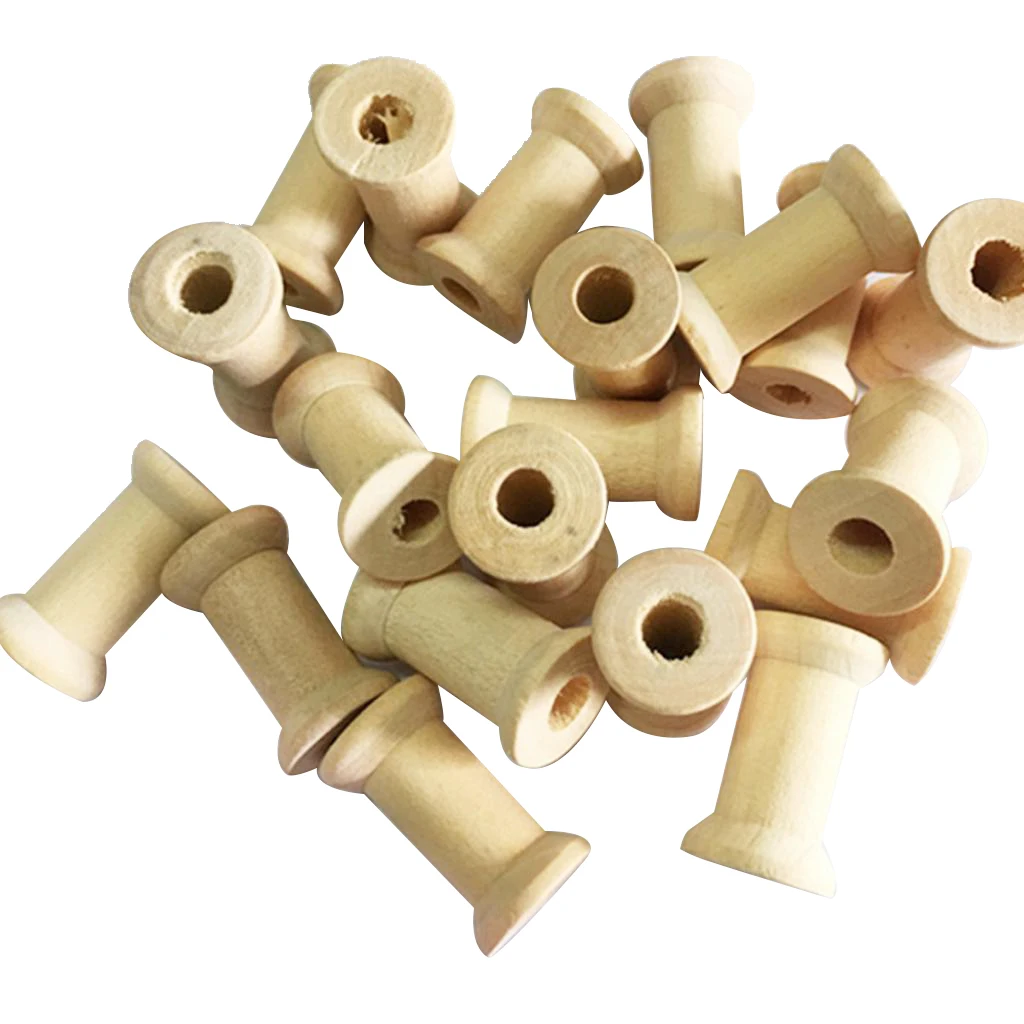 MagiDeal 20Pcs/Pack Vintage Wooden Sewing Tools Empty Thread Spools Sewing Notions for Dolls Ornaments Life Skills Craft Toys