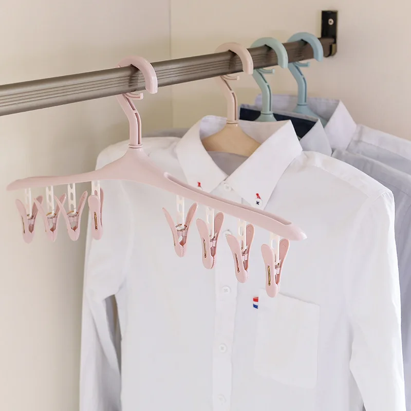 

1 Pcs Clip Hanger Bathroom Cloth Hanger Rack With Detachable 8 Clips Clothespin Clothes Drying Hangers For Socks Underwear