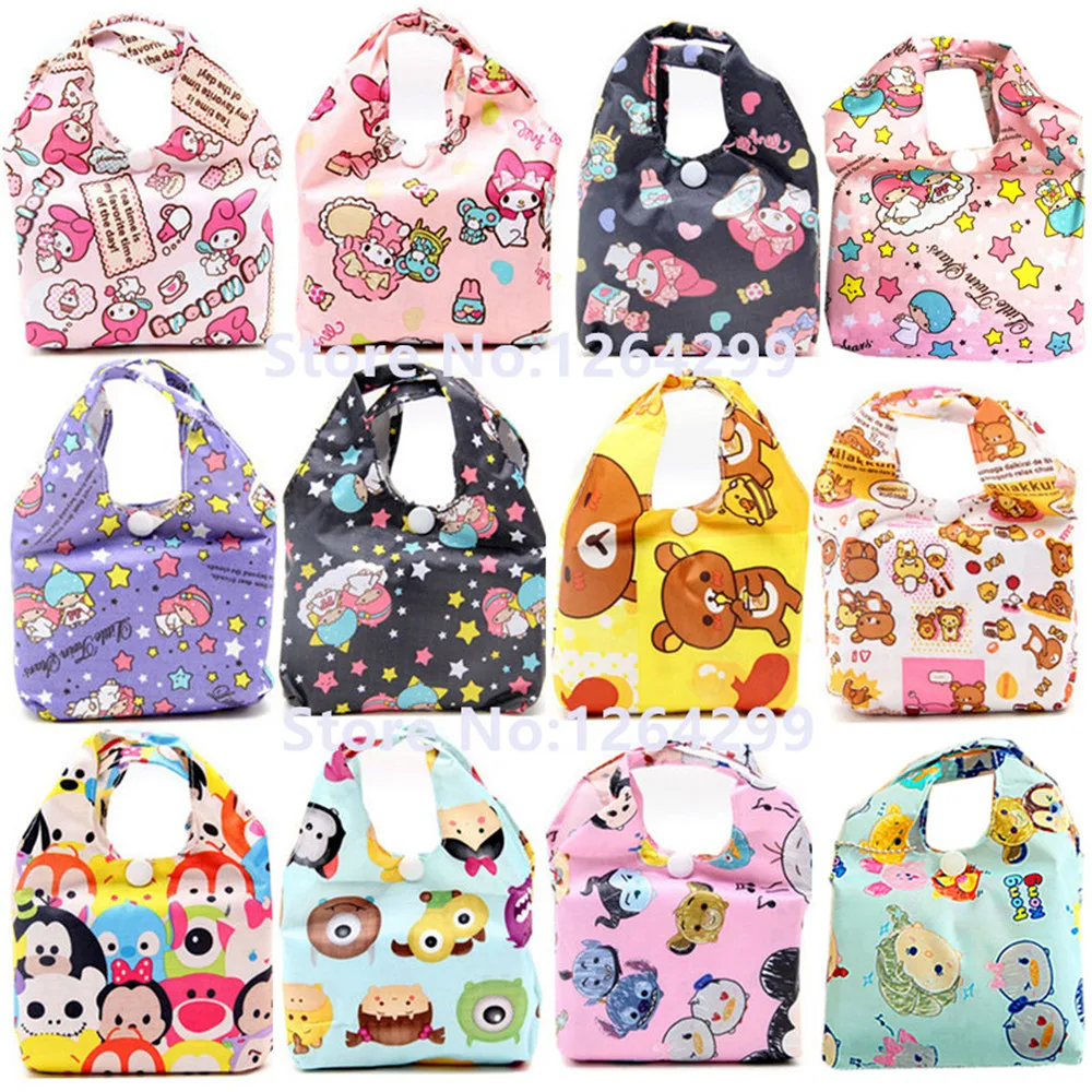 

New Fashion My Melody Little Twin Stars Tsum Tsum Rilakkuma Woman Girls Big Folded Shopping Bags For Children