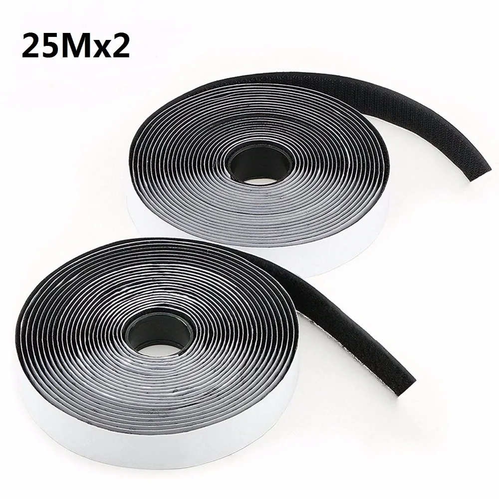 

25M*2 Hook and Loop fastener Tape, Self Adhesive Sticky Tape, Heavy Duty Hook Loop Tape Reusable Double Sided Sticky Tape