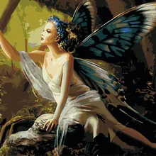 Безрамное изображение красивые Феи DIY живопись по номерам Современная Настенная живопись ручная роспись маслом на холсте для домашнего декора