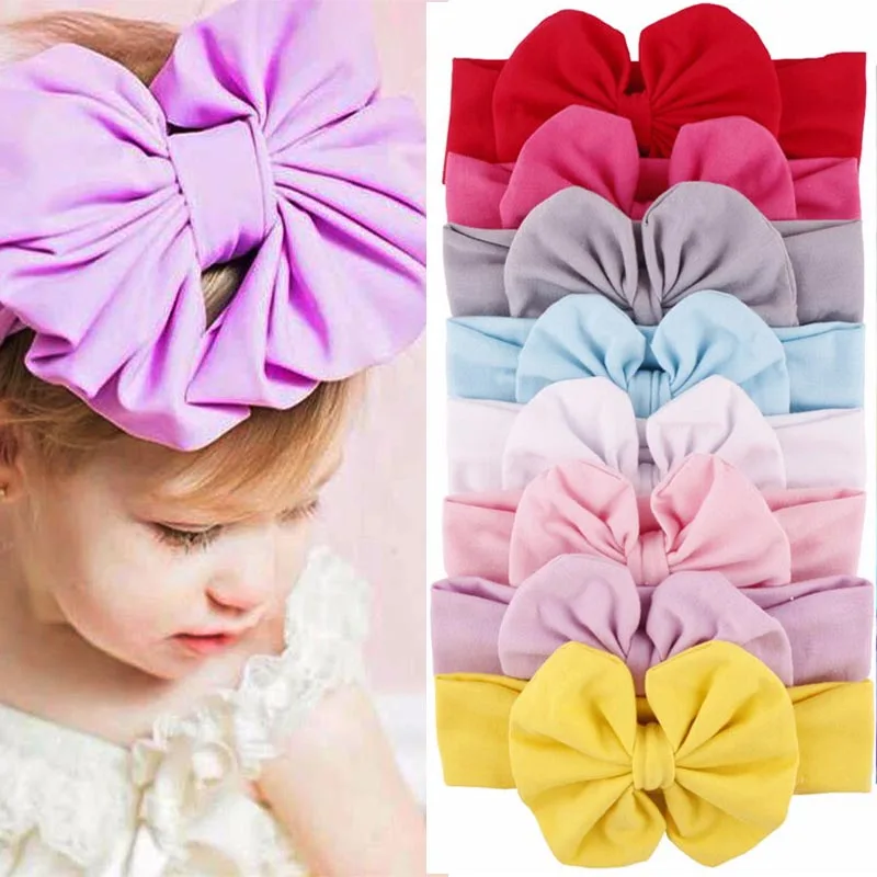 

Lovely Big Bowknot Baby Headband Baby Girls Hairband Kids Headband Stretch Turban Knot Head Wrap Hats Baby Hair Accessories
