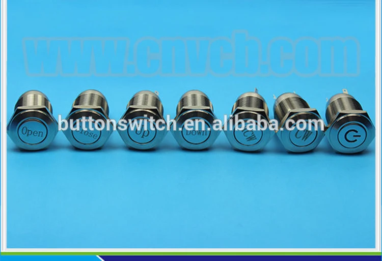 1648 16mm Flat round head momentary or latching without lamp Words-engraving mechanical momentary push button switch