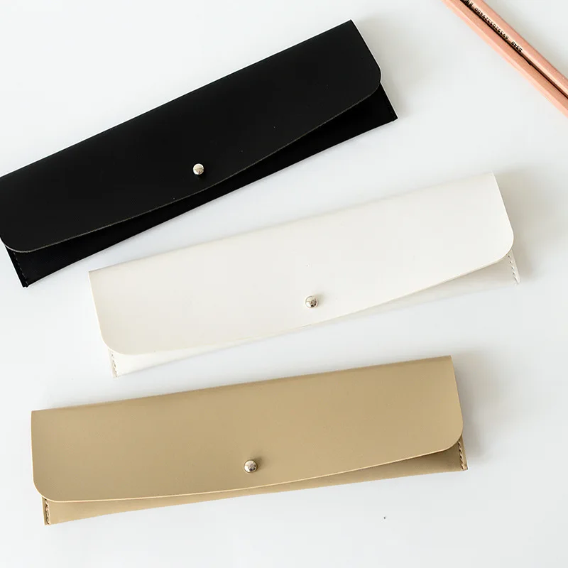 Muji Style Pencil Case Cute Portable Leather School Pencil Pouch Bag