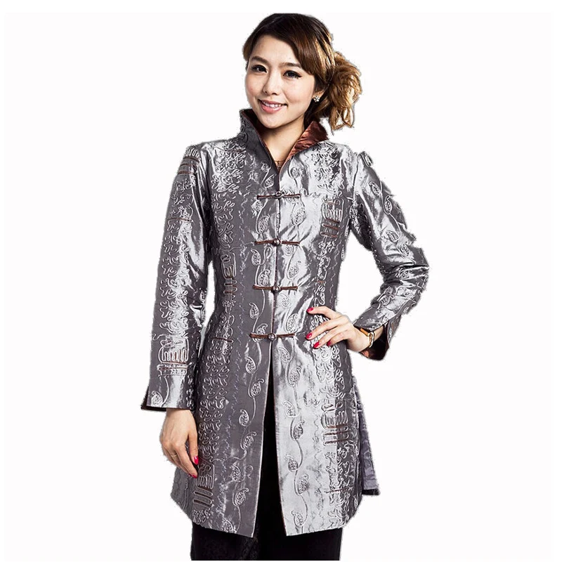 Женская шелковая атласная куртка в китайском стиле с вышивкой|jacket embroidery|plus jacketsatin