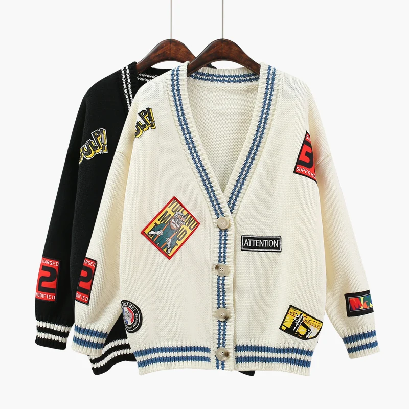 

New Autumn Spring 2019 Women Sweater Cardigans Casual Warm Long Design Female Knitted Sweater Coat Printed Cardigan Sweater Lady