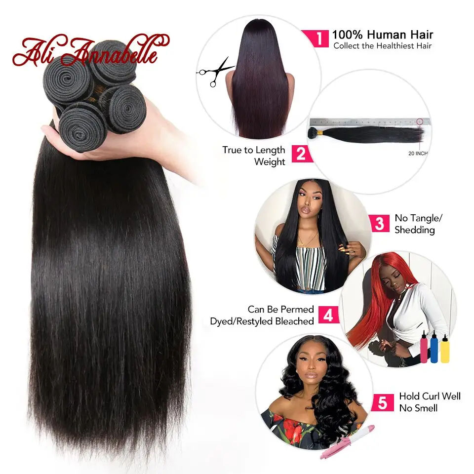 Peruvian Human Hair Weave Bundles With 5x5 Closure Remy Human Hair Bundles With Closure Straight Human Hair Bundles With Closure