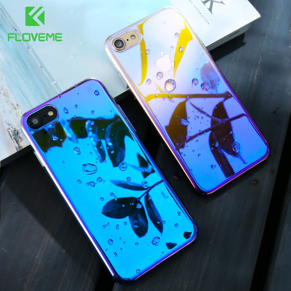 FLOVEME Luxury Gradient Phone Case For iPhone 7 8 Plus X XS Max Light Hard PC Cases 6 6s 5 5S SE Back Covers |