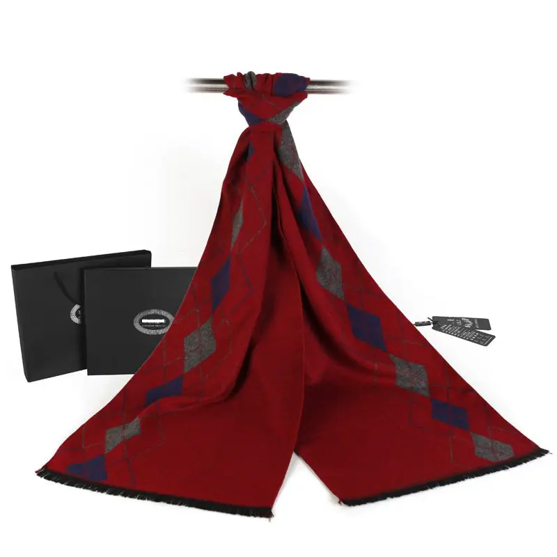 Fashion Gray Cashmere Scarf Men Winter font b Tartan b font Scarves Street Family Simple Rhombus
