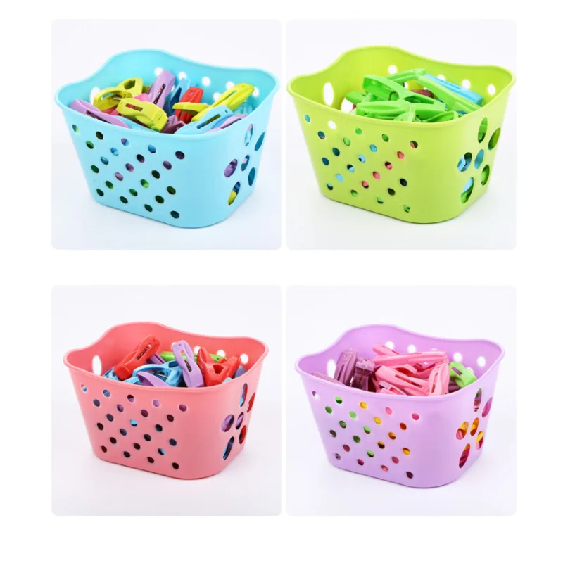 البلاستيك مخزن للمكياج مربع مع 30 قطعة مشابك الغسيل منظم مستحضرات التجميل تخزين الحاويات درج سطح المكتب أشتات تخزين المجوهرات