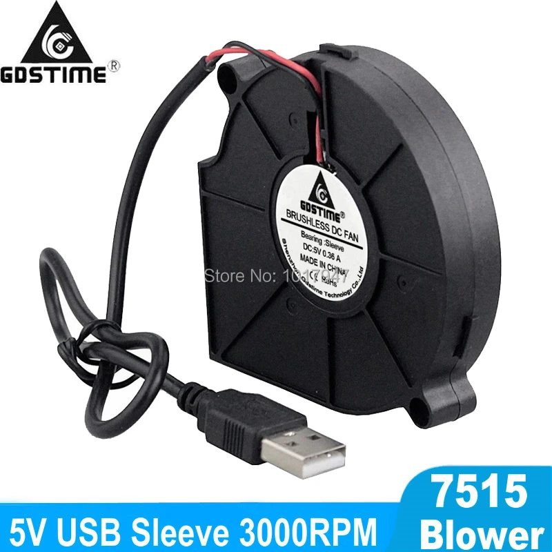 

1PCS 75mm 5V USB Brushless DC Cooling Exhaust Blower Fan 70mm 75x15mm
