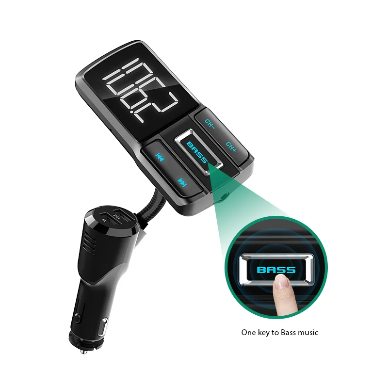 Автомобильный комплект с Bluetooth VANJEW BT77D Fm передатчик двумя USB разъемами 5 В 3 4 А mp3