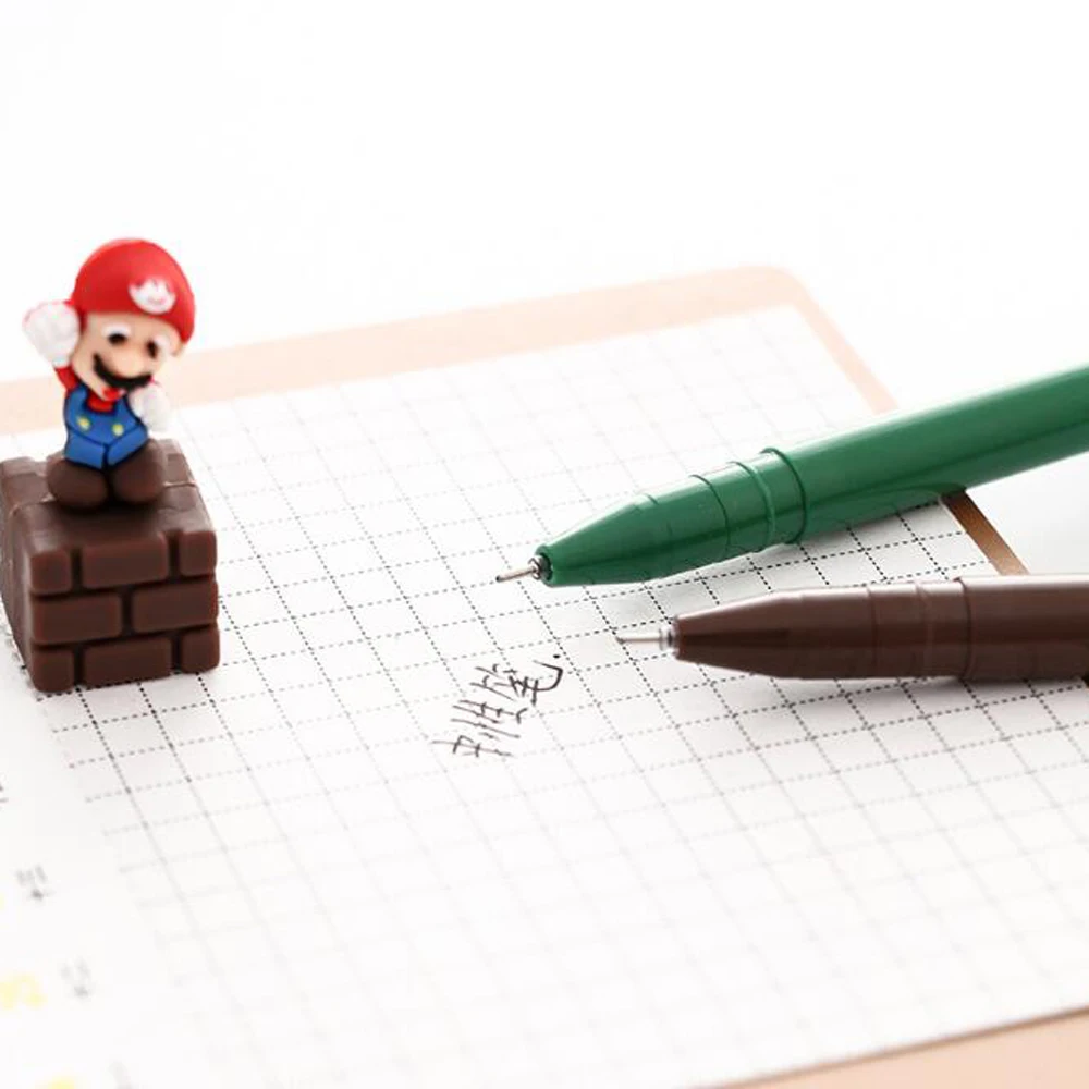 3 шт./лот) Симпатичные Марио гель черные чернила для ручки ручка Свадебная вечеринка знак ручка поставки Супер Марио подарок для ребенка