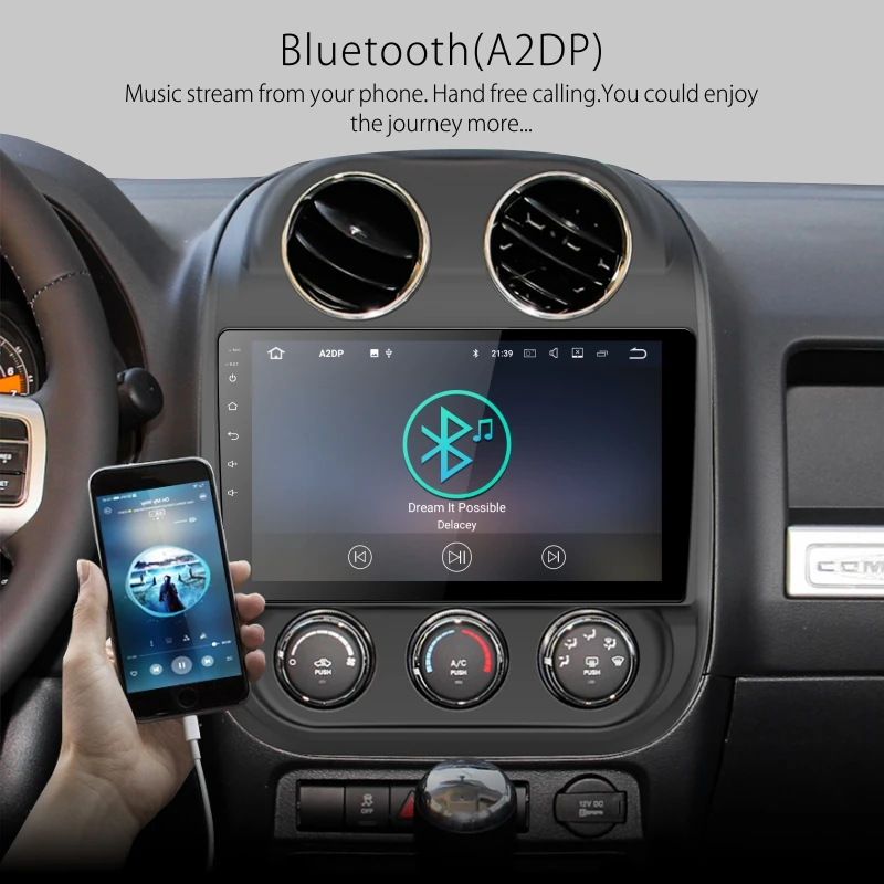 Best Dinpei Android 9.0 Car Radio Multimedia Player For Jeep Compass 2010-2016 GPS Navigation 4G wifi video mp5 carplay android auto 2