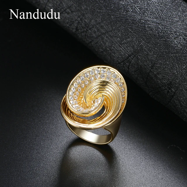 Nandudu New Oval Wave Style Ring Fashion Austrian Crystal Inside Women Girl Cocktail Rings Jewelry Gift R1210