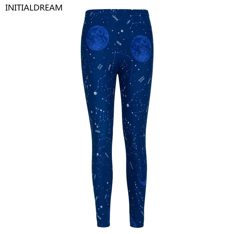 2017 new Fashion Womens blue star Printed Leggings Vintage Legging high ...