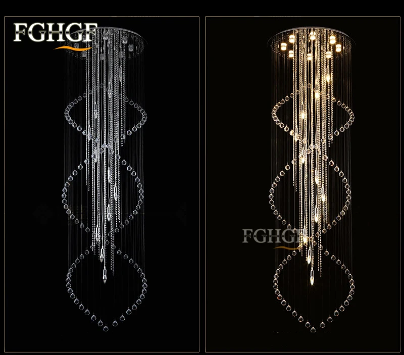 Modern Large Crystal Chandelier Spiral Long Stair Lighting Fixture Luxury Lustres Chandeliers Lighting for Foyer Hotel Villa (2)