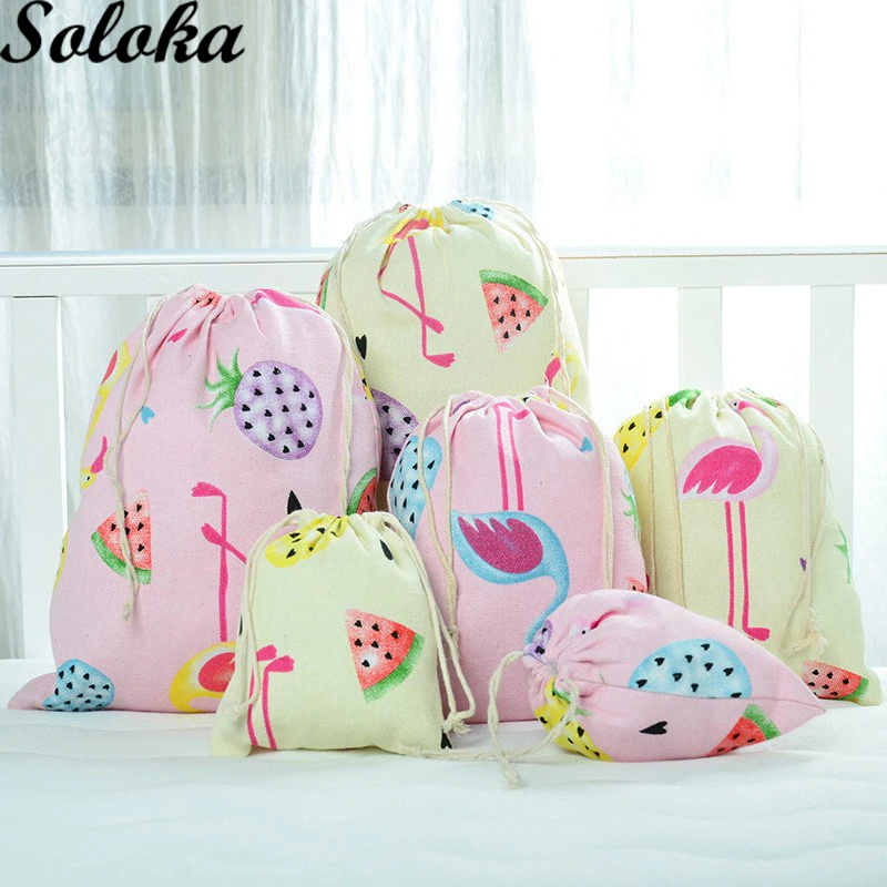 

1Pc 2 Type Cotton Non-woven Fabric Storage Package Drawstring Bags for Women Candy Color Sack Backpack School good Student