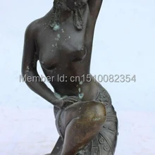 1" Китайский Бронзовый Резные Belle Женщина Девушка Ню Стенд В Базе Угол Скульптура