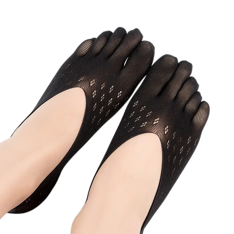 ZH Дамы бархат сливы носок дышащие тапочки сетки невидимые мелкой силиконовые носки-башмачки пять пальцев носок тапочки