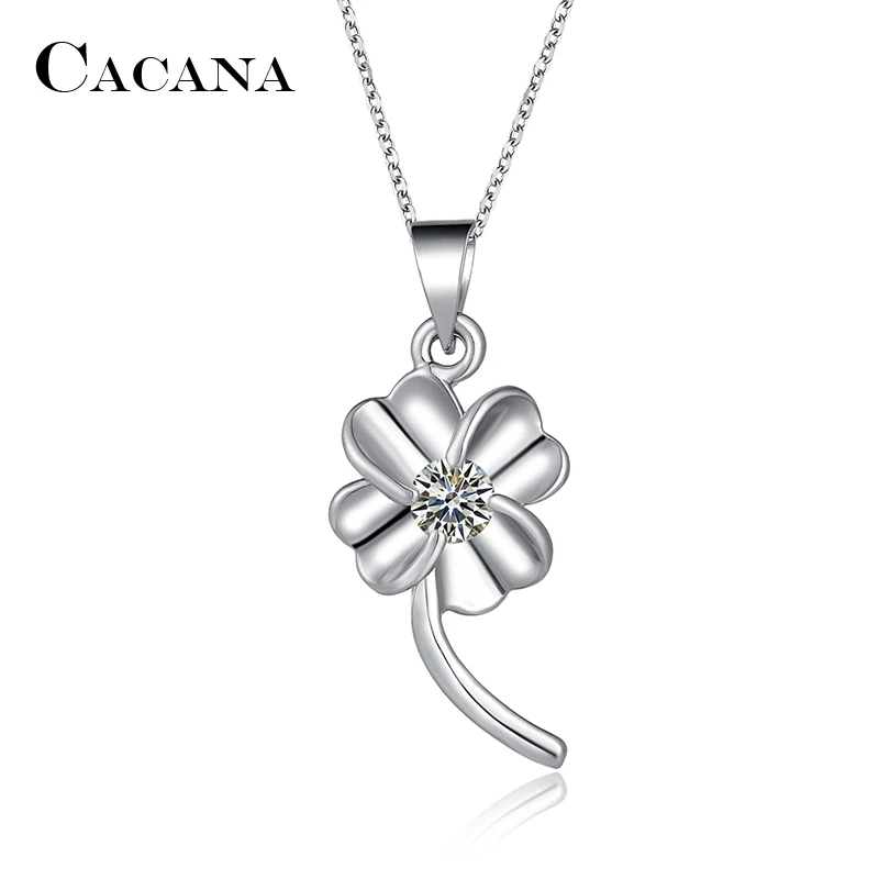

CACANA Pendant Necklaces For Women Trendy white purple Clover Fashion Design Metal Link Chain Long Necklace Hot Wholesale N73